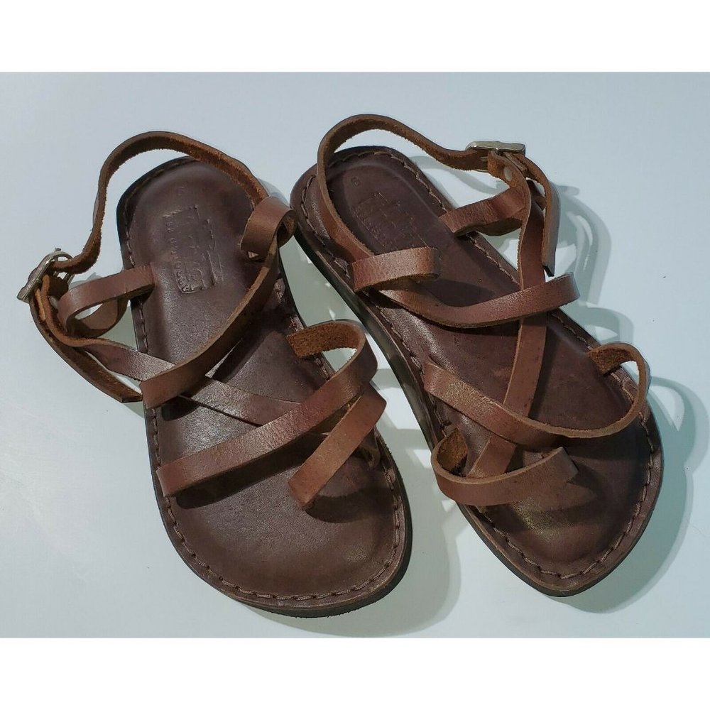 NEW JESUS - 01 SANDALS W HEEL UNISEX HANDMADE LEATHER BROWN NEW W/O BOX Brown